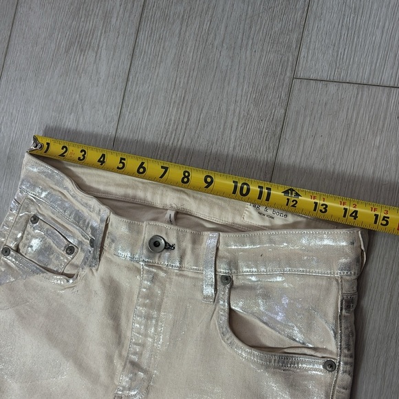 Rag & Bone Cate Mid-Rise Skinny Size 30 Moonshine JeansMetallic Silver Off White - Picture 7 of 16